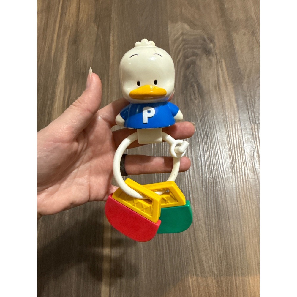 Sanrio Pekkle Baby Rattle Toy Vintage 1995‎ Blue White Duck Collectible